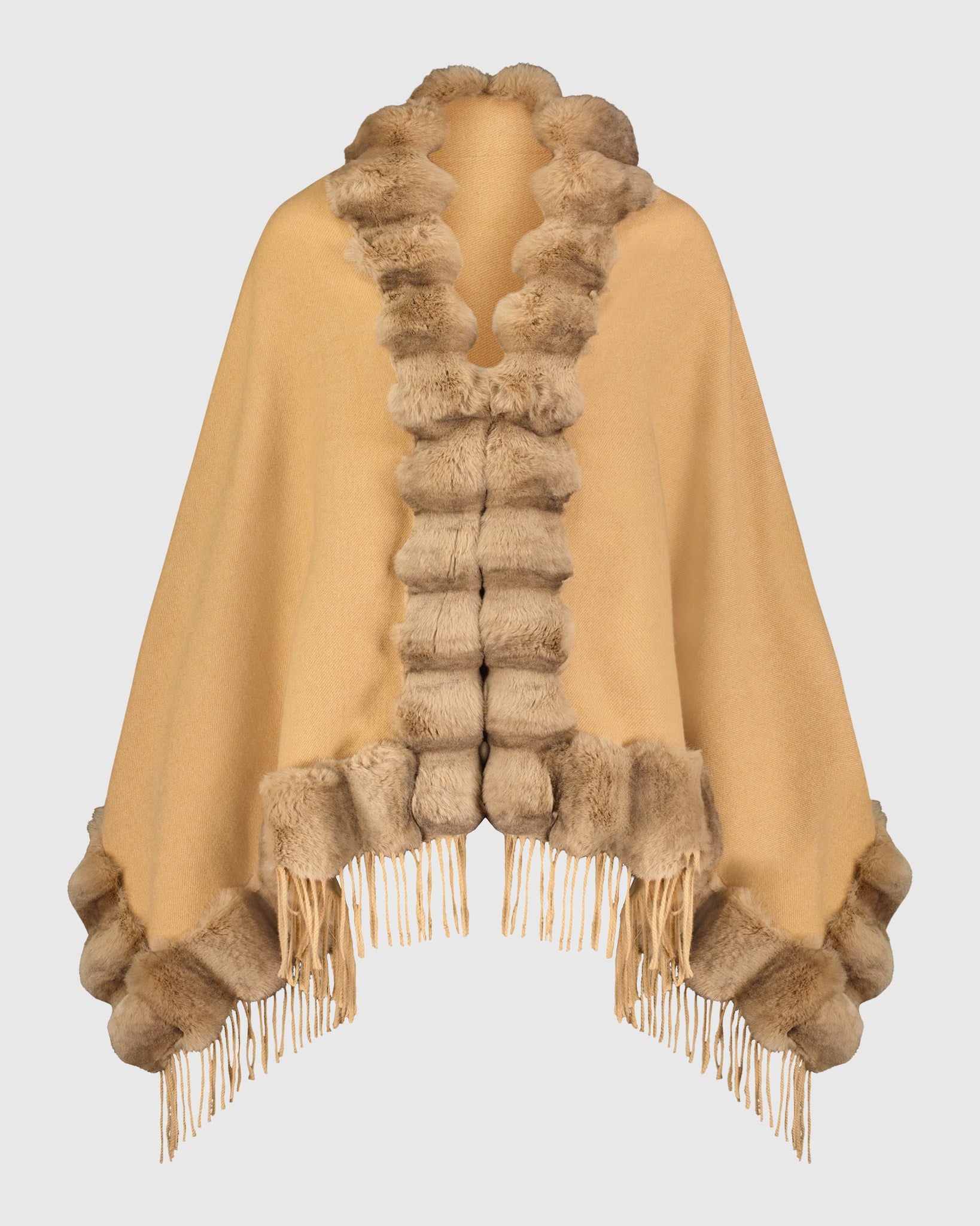 CAPE WITH FUR-FREE CHINCHILLA (FAUX FUR) TRIM