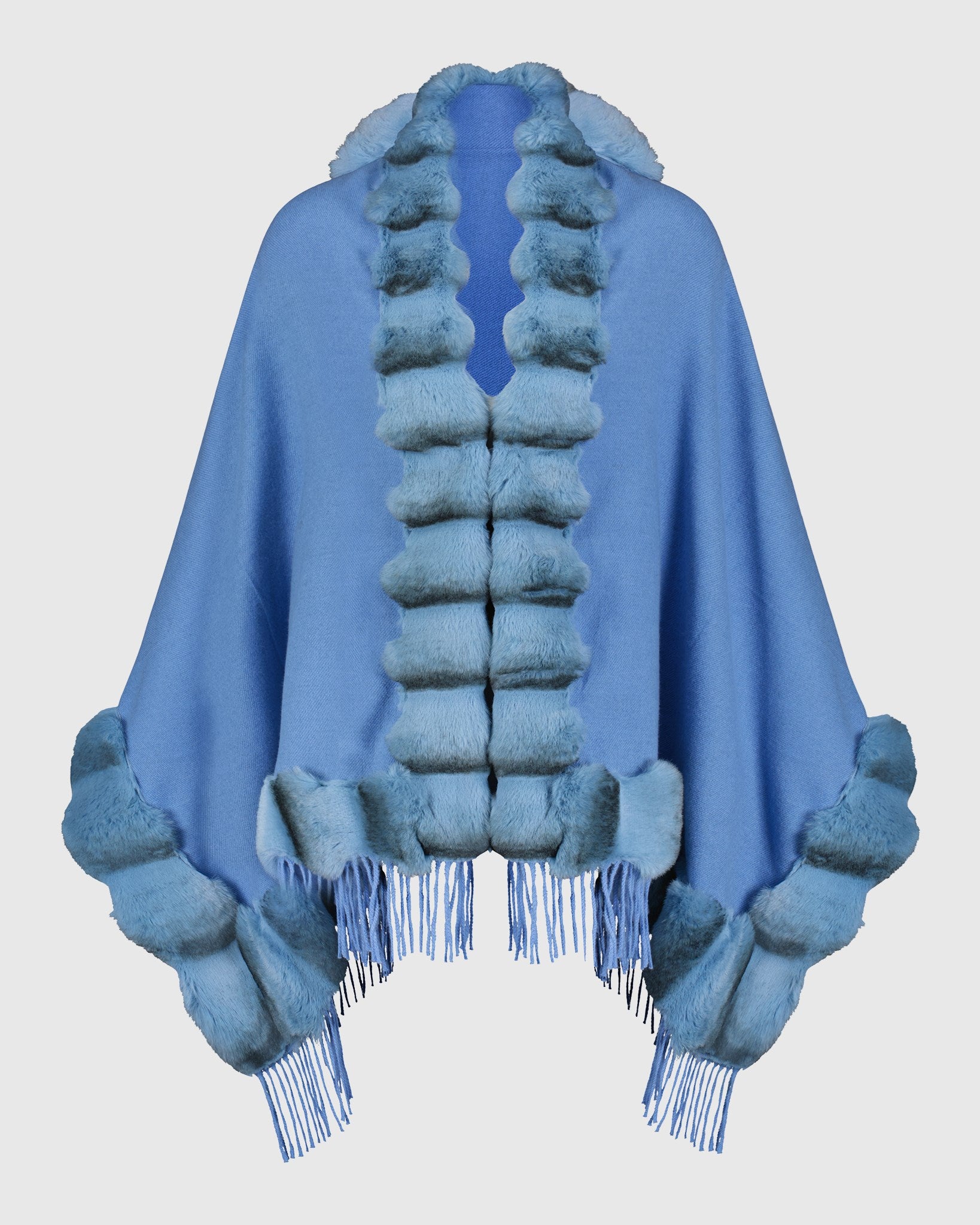 CAPE WITH FUR-FREE CHINCHILLA (FAUX FUR) TRIM