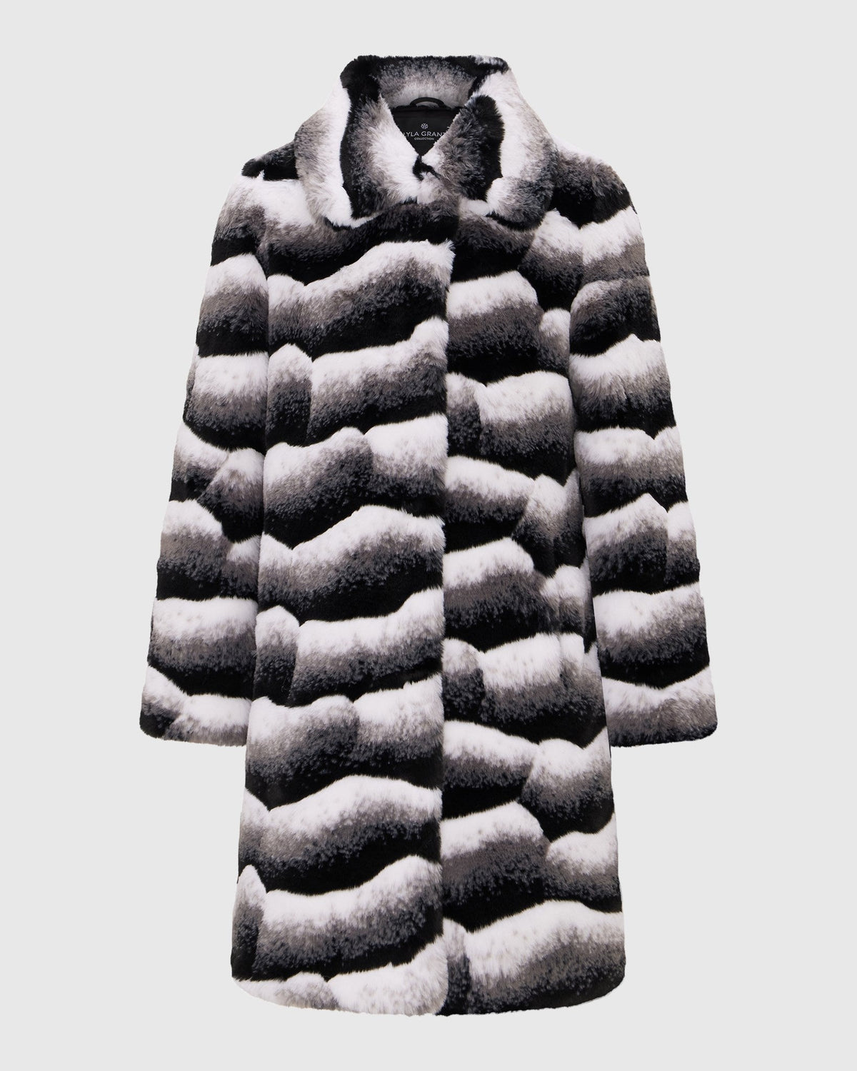 FUR-FEE CHINCHILLA (FAUX FUR) SHORT COAT - GRAY CHINCH