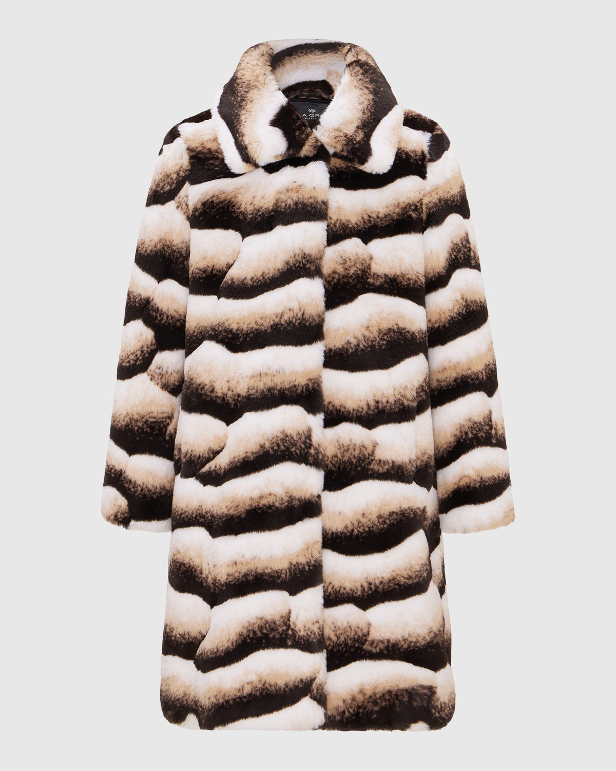 FUR-FEE CHINCHILLA (FAUX FUR) SHORT COAT - BROWN CHINCH