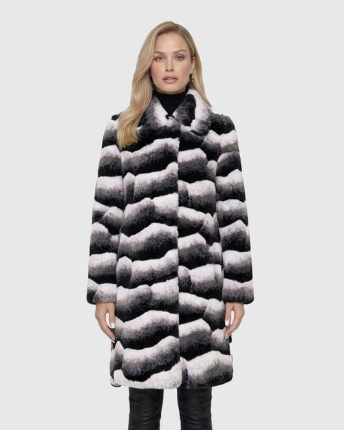 FUR-FEE CHINCHILLA (FAUX FUR) SHORT COAT - GRAY CHINCH