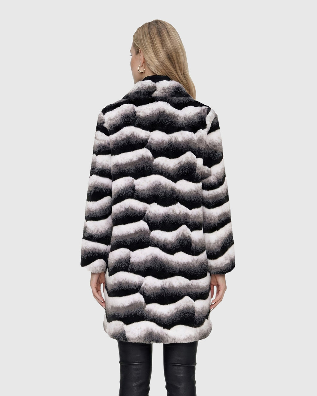 FUR-FEE CHINCHILLA (FAUX FUR) SHORT COAT - GRAY CHINCH