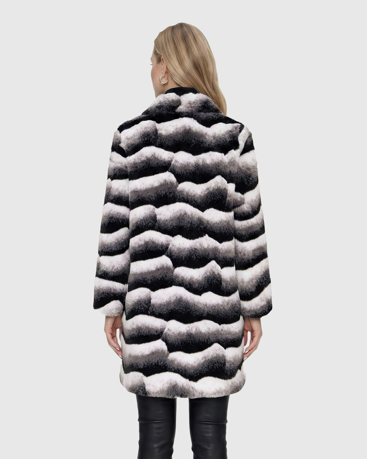 FUR-FEE CHINCHILLA (FAUX FUR) SHORT COAT - GRAY CHINCH