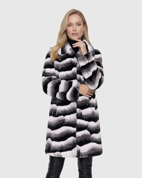 FUR-FEE CHINCHILLA (FAUX FUR) SHORT COAT