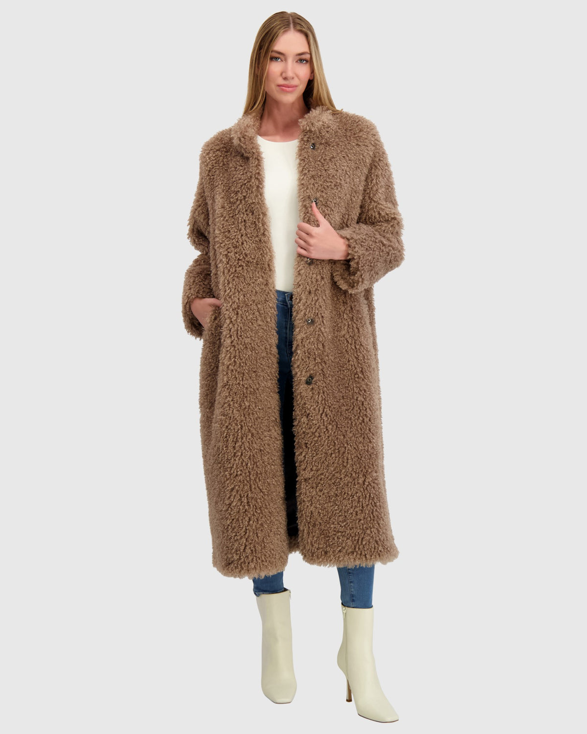 FUR-FREE CASHMERE GOAT (FAUX FUR) COAT