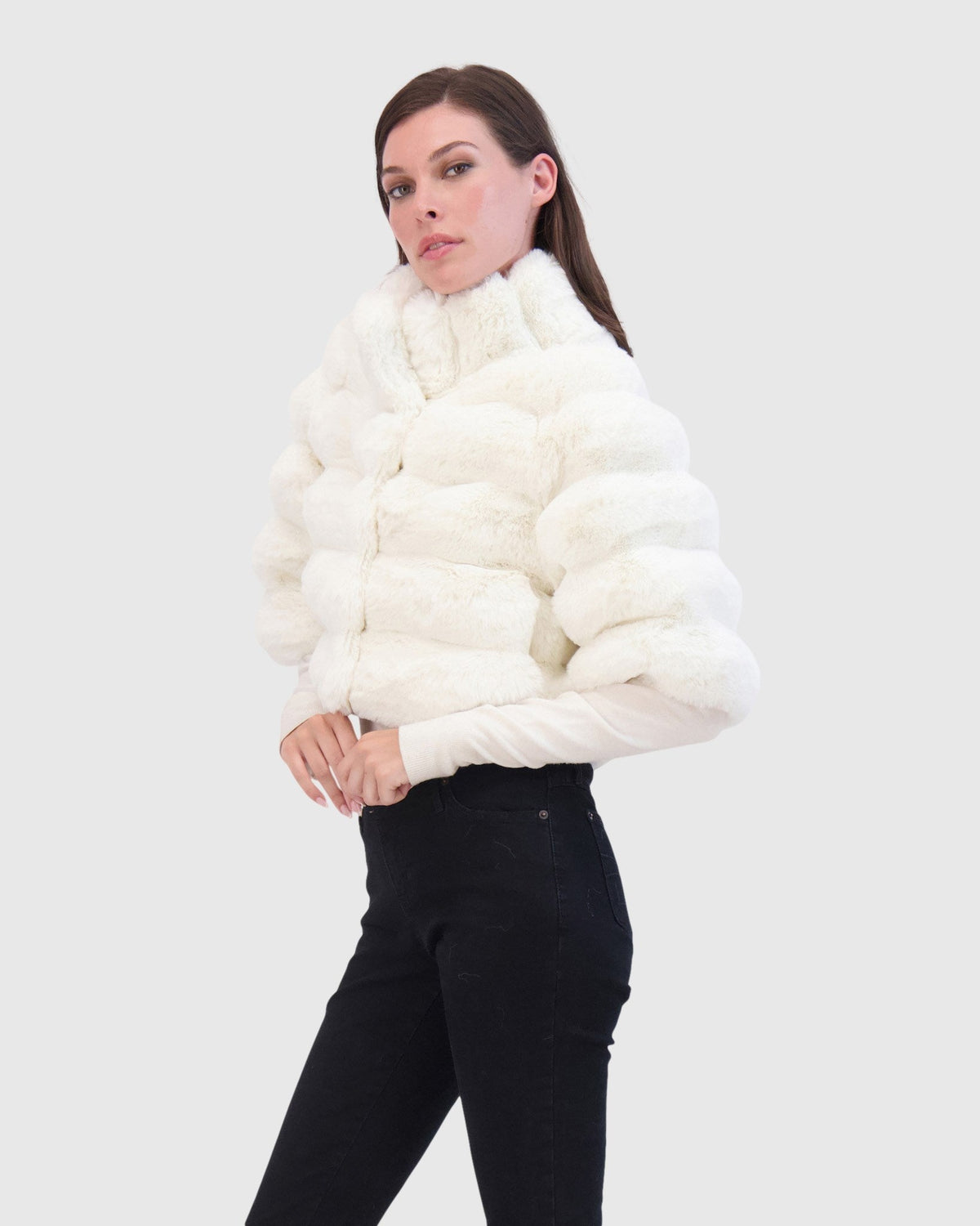 FUR-FREE CHINCHILLA (FAUX FUR) BOLERO - WHITE CHINCH