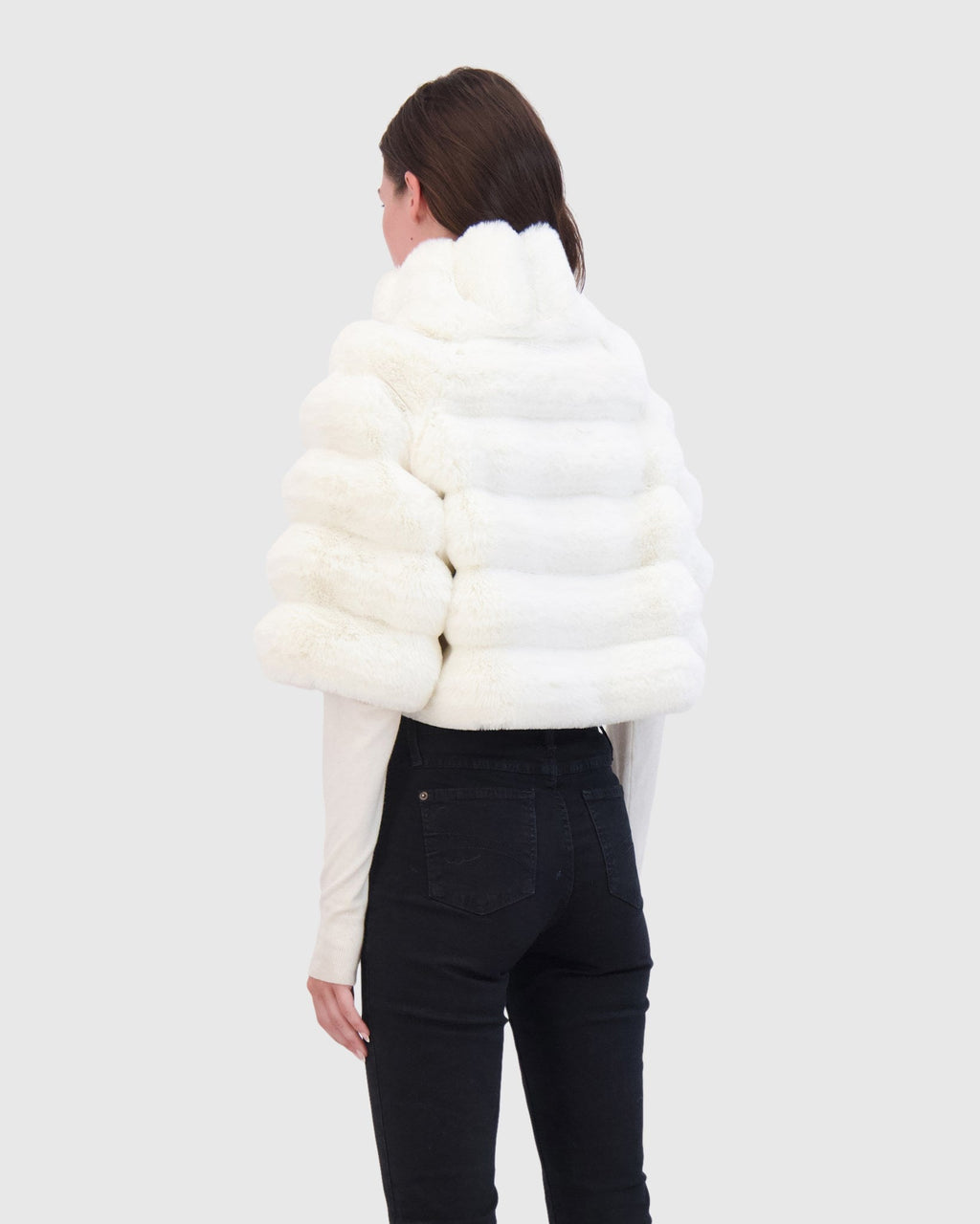FUR-FREE CHINCHILLA (FAUX FUR) BOLERO - WHITE CHINCH