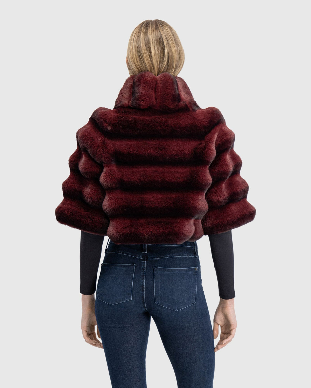 FUR-FREE CHINCHILLA (FAUX FUR) BOLERO - WINE CHINCH