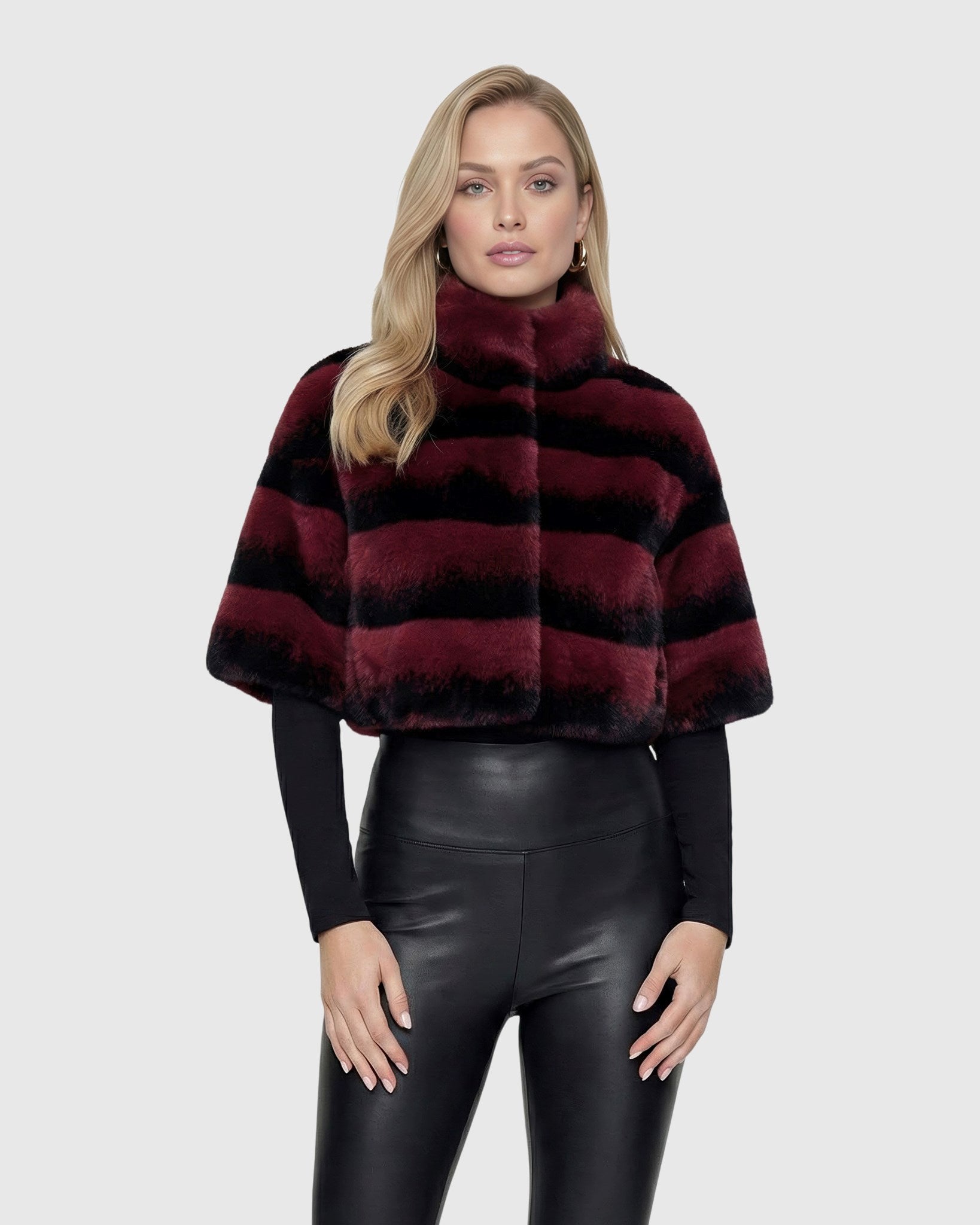 FUR-FREE CHINCHILLA (FAUX FUR) BOLERO WITH SHORT SLEEVES