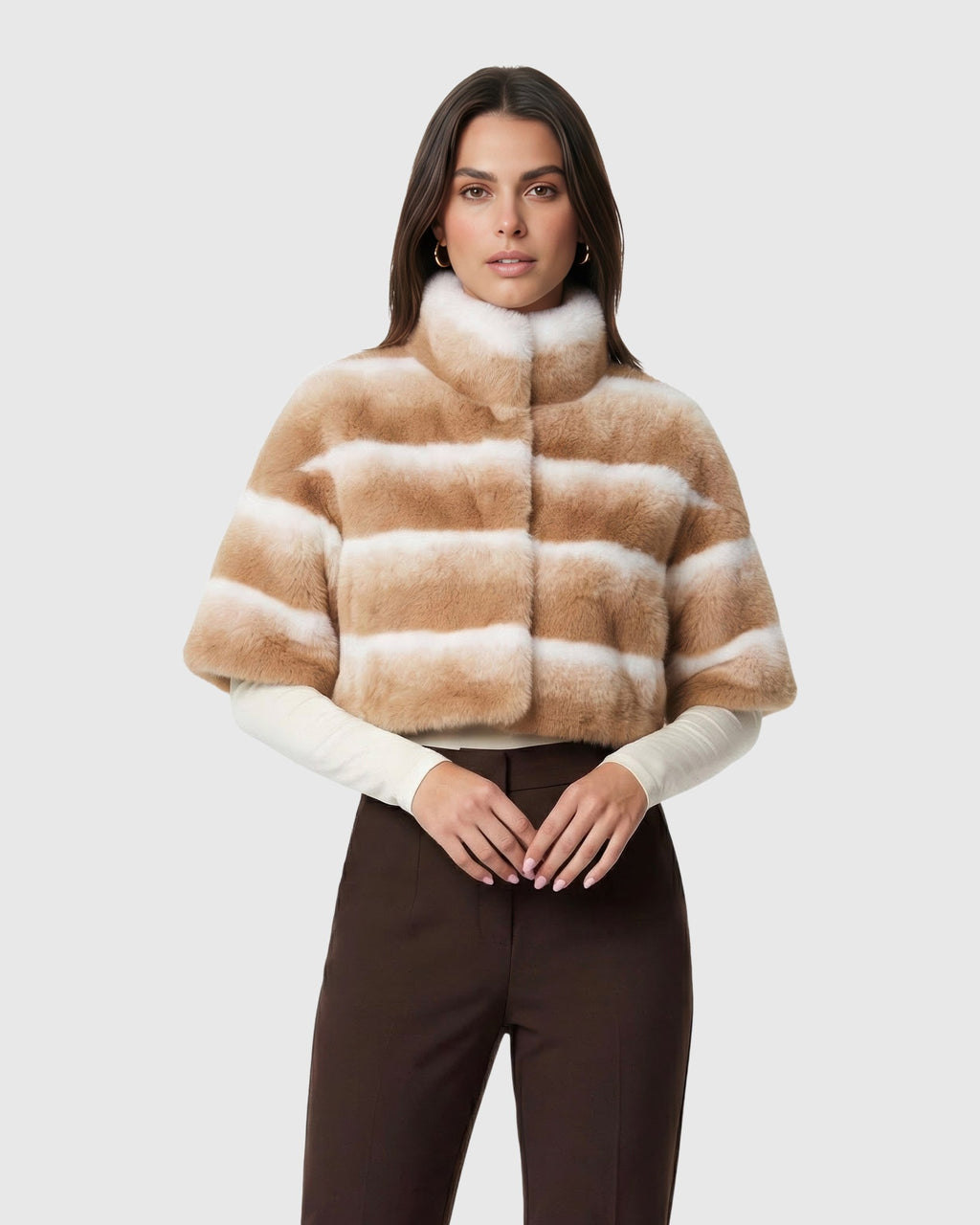FUR-FREE CHINCHILLA (FAUX FUR) BOLERO WITH SHORT SLEEVES