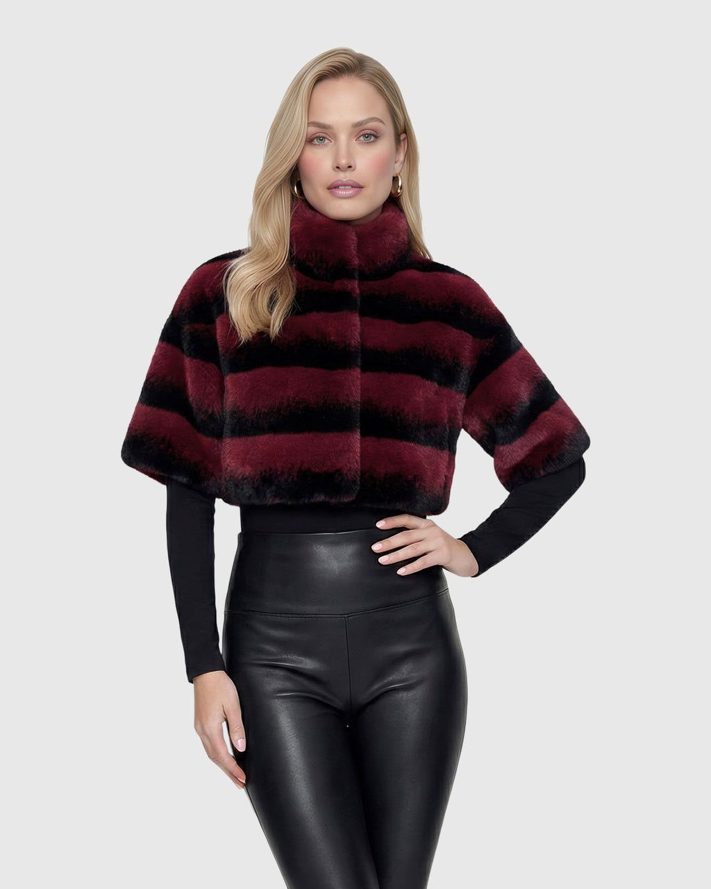 FUR-FREE CHINCHILLA (FAUX FUR) BOLERO WITH SHORT SLEEVES