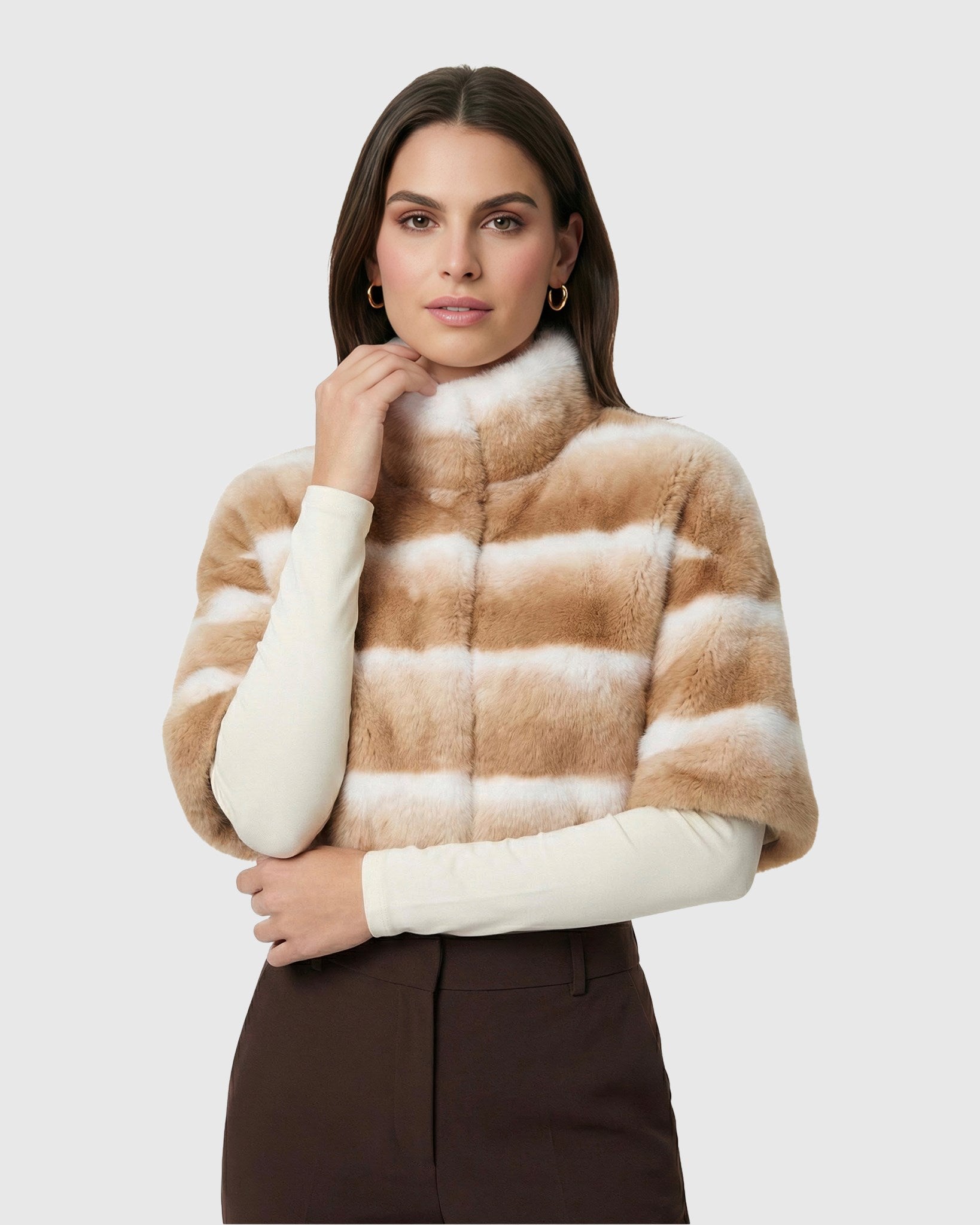 FUR-FREE CHINCHILLA (FAUX FUR) BOLERO WITH SHORT SLEEVES
