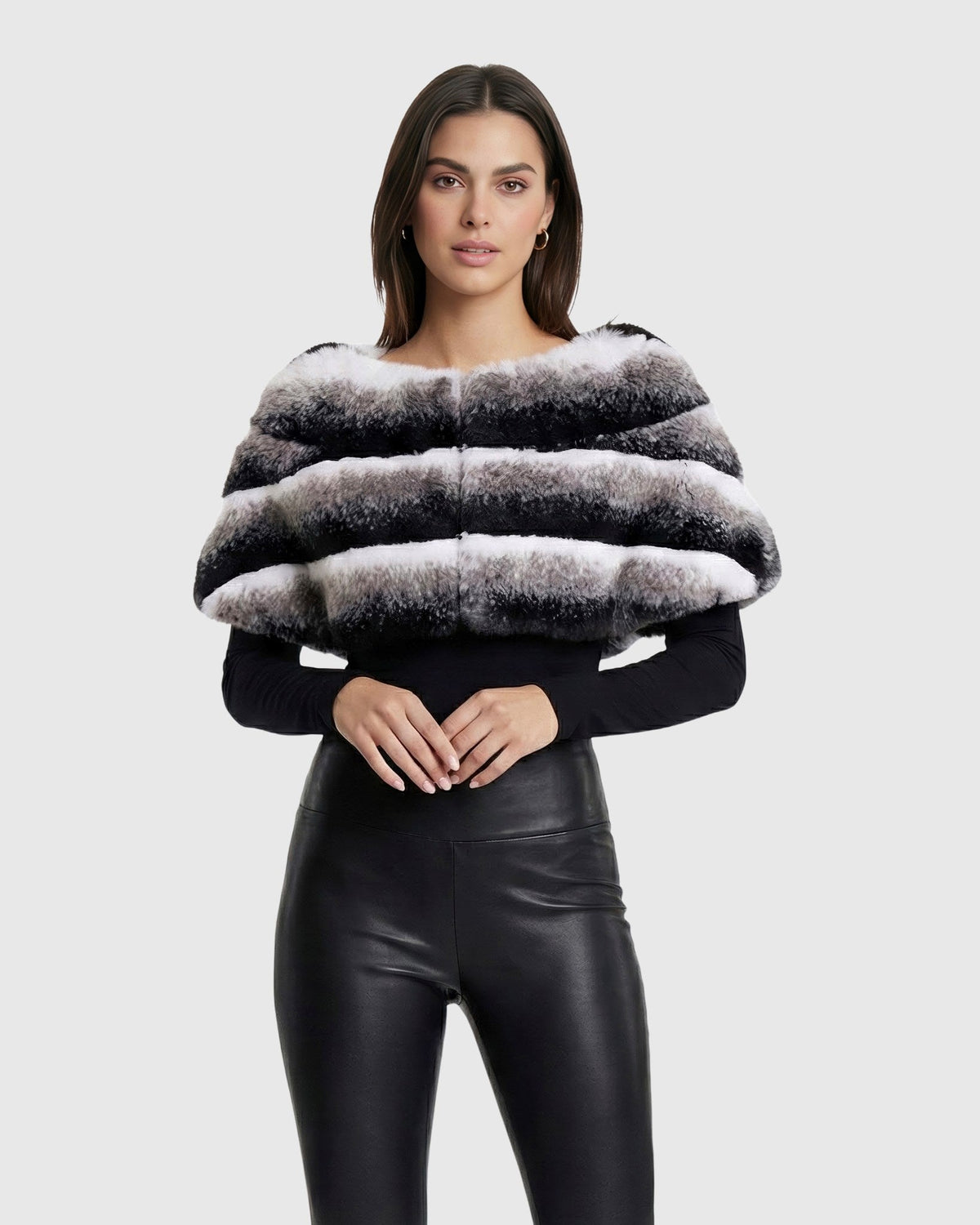 FUR-FREE CHINCHILLA (FAUX FUR) STOLE - GRAY CHINCH