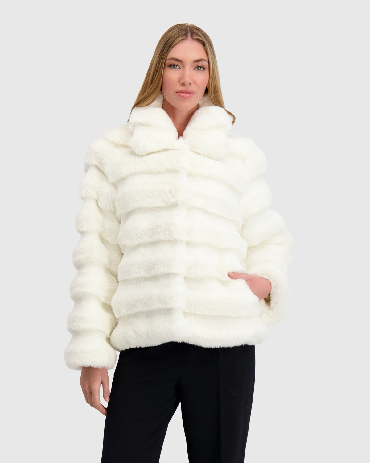 FUR-FREE CHINCHILLA (FAUX FUR) JACKET - WHITE CHINCH