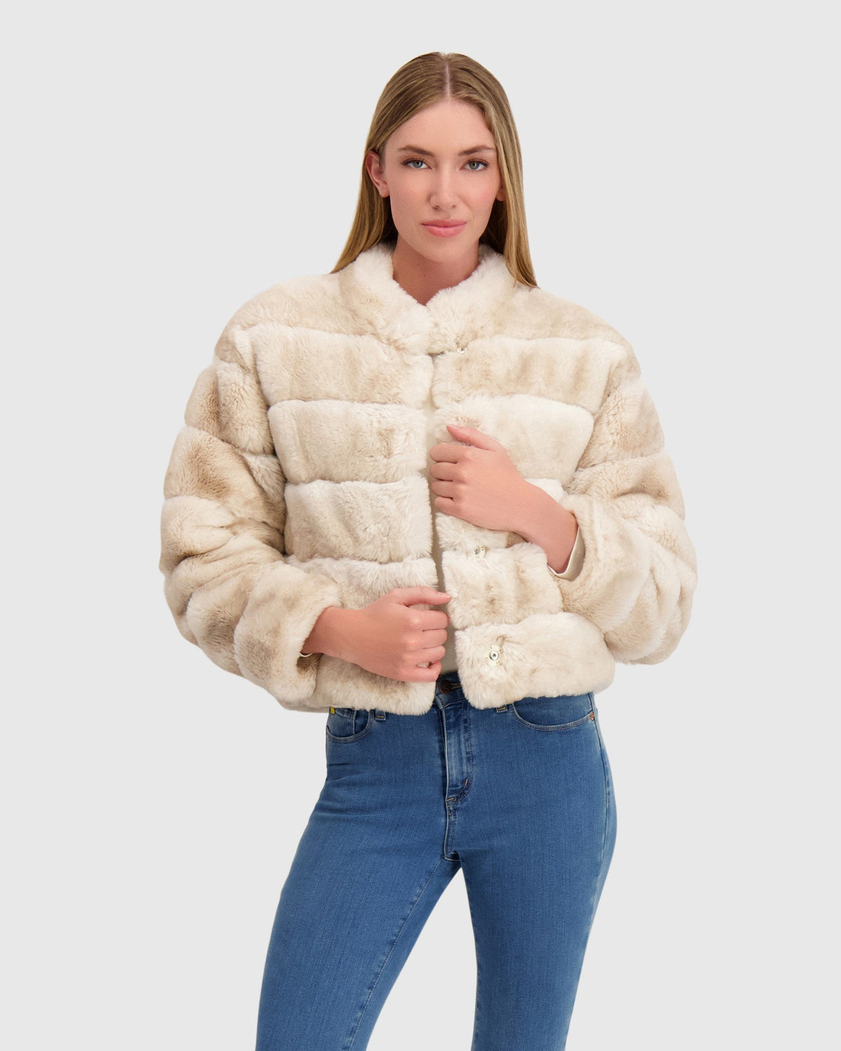 FUR-FREE CHINCHILLA (FAUX FUR) JACKET - WHITE CHINCH