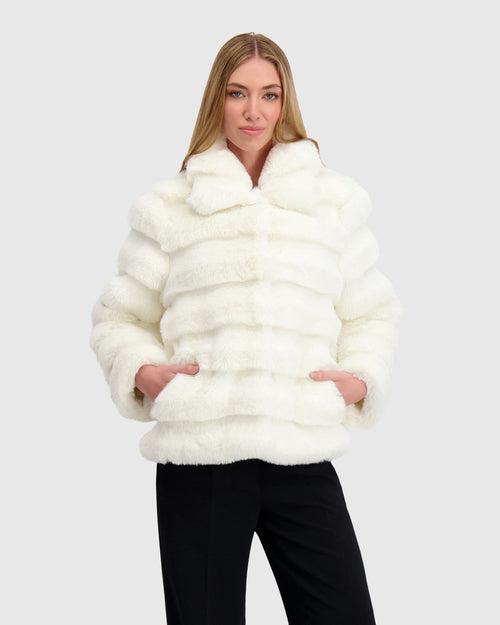 FUR-FREE CHINCHILLA (FAUX FUR) JACKET - WHITE CHINCH