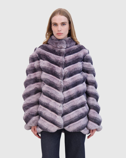FUR-FREE CHINCHILLA (FAUX FUR) JACKET - GRAY CHINCH