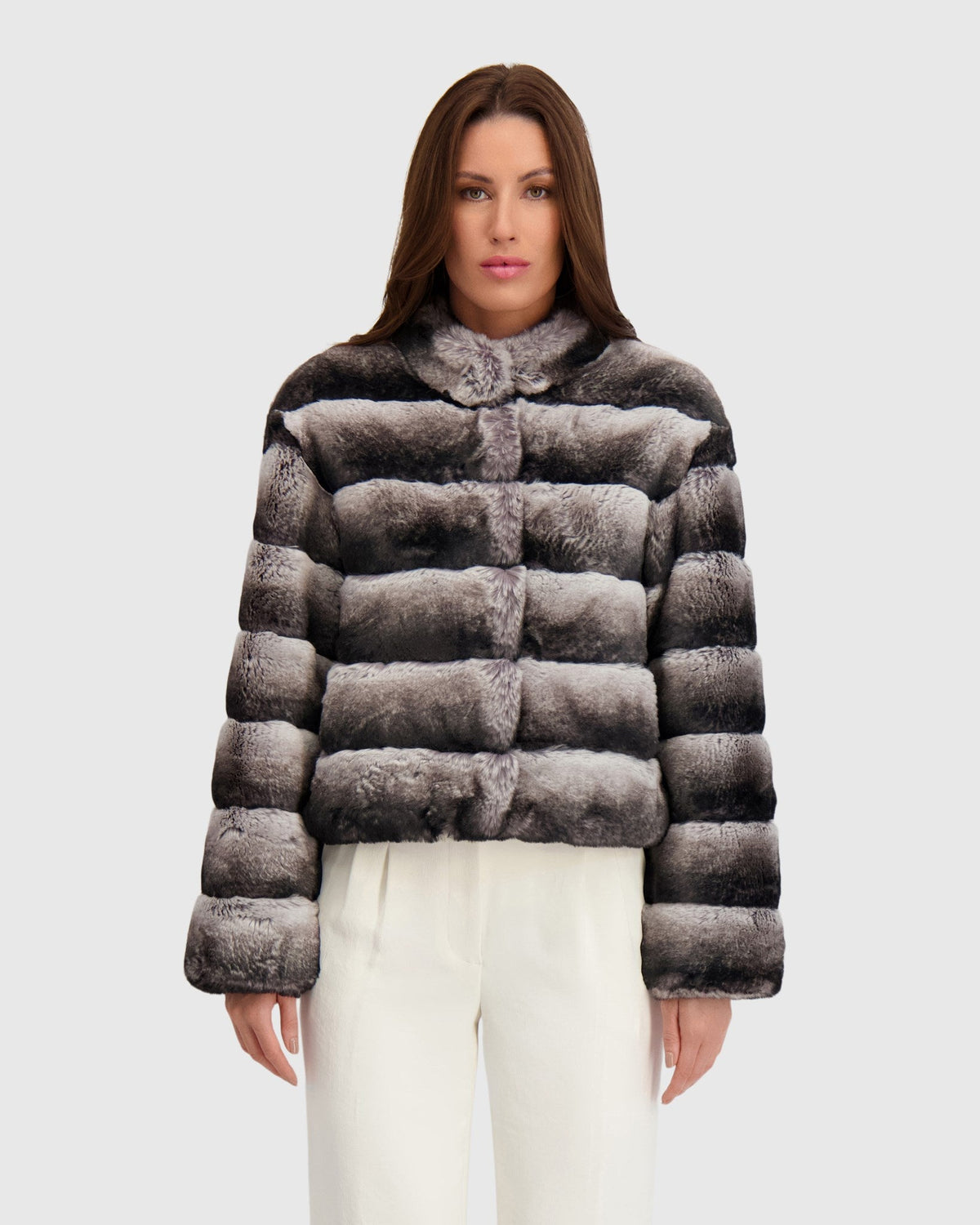 FUR-FREE CHINCHILLA (FAUX FUR) JACKET - GRAY CHINCH