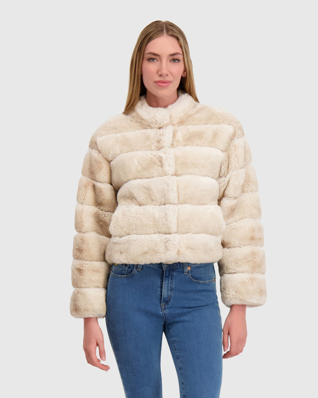 FUR-FREE CHINCHILLA (FAUX FUR) JACKET - WHITE CHINCH