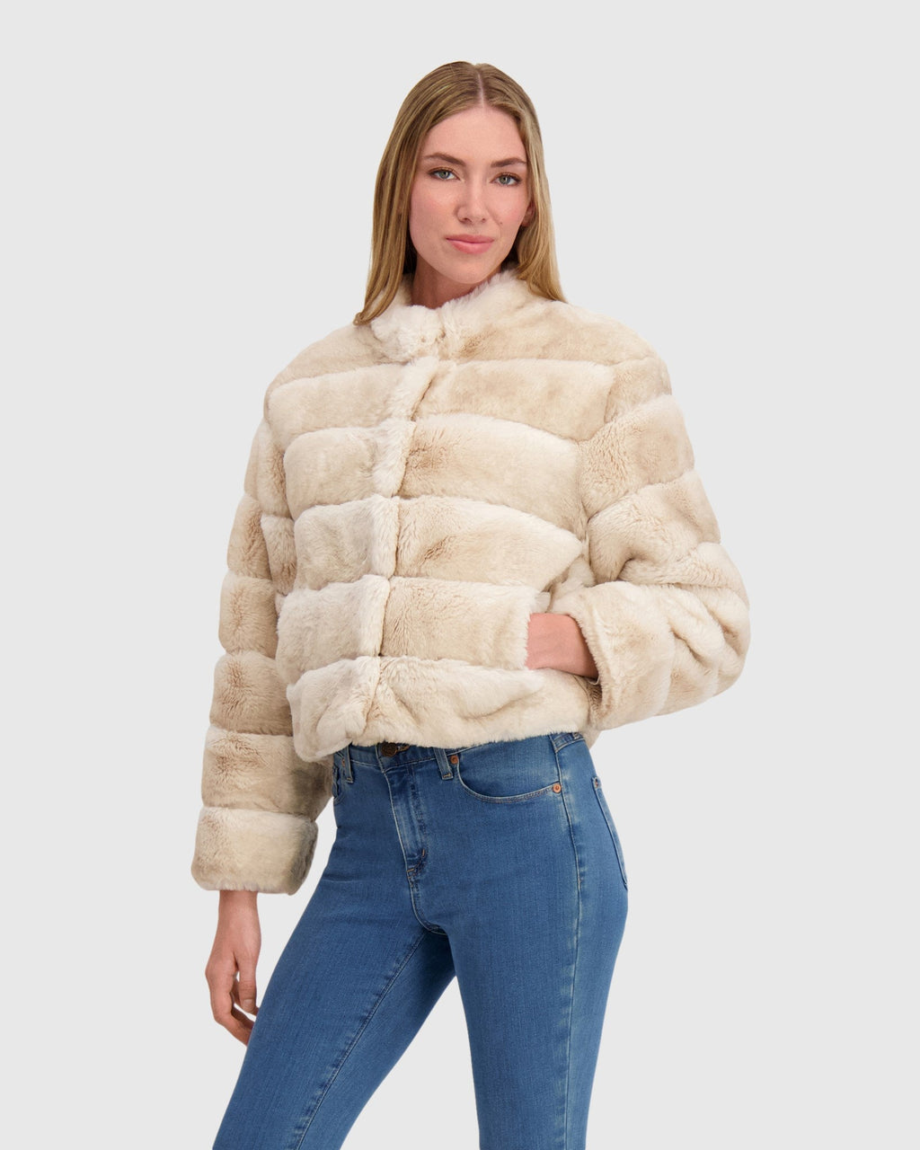 FUR-FREE CHINCHILLA (FAUX FUR) JACKET - WHITE CHINCH