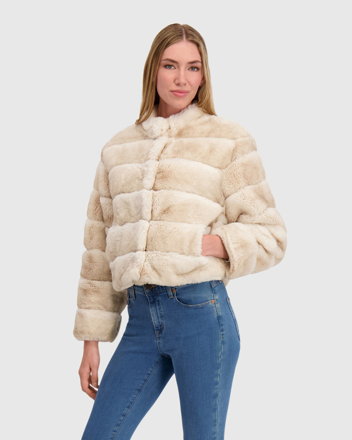 FUR-FREE CHINCHILLA (FAUX FUR) JACKET - WHITE CHINCH