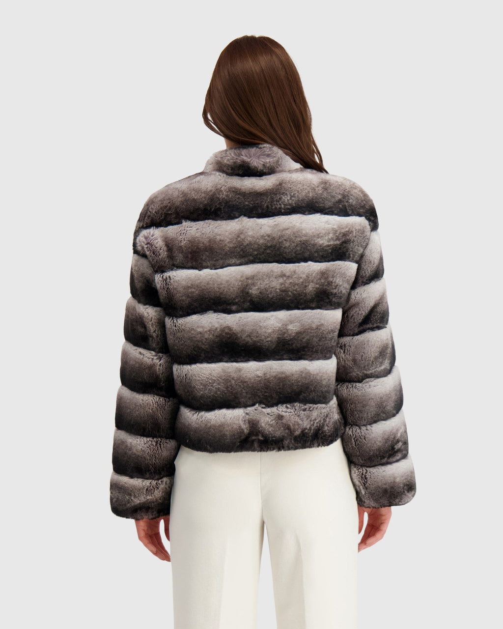 FUR-FREE CHINCHILLA (FAUX FUR) JACKET - GRAY CHINCH