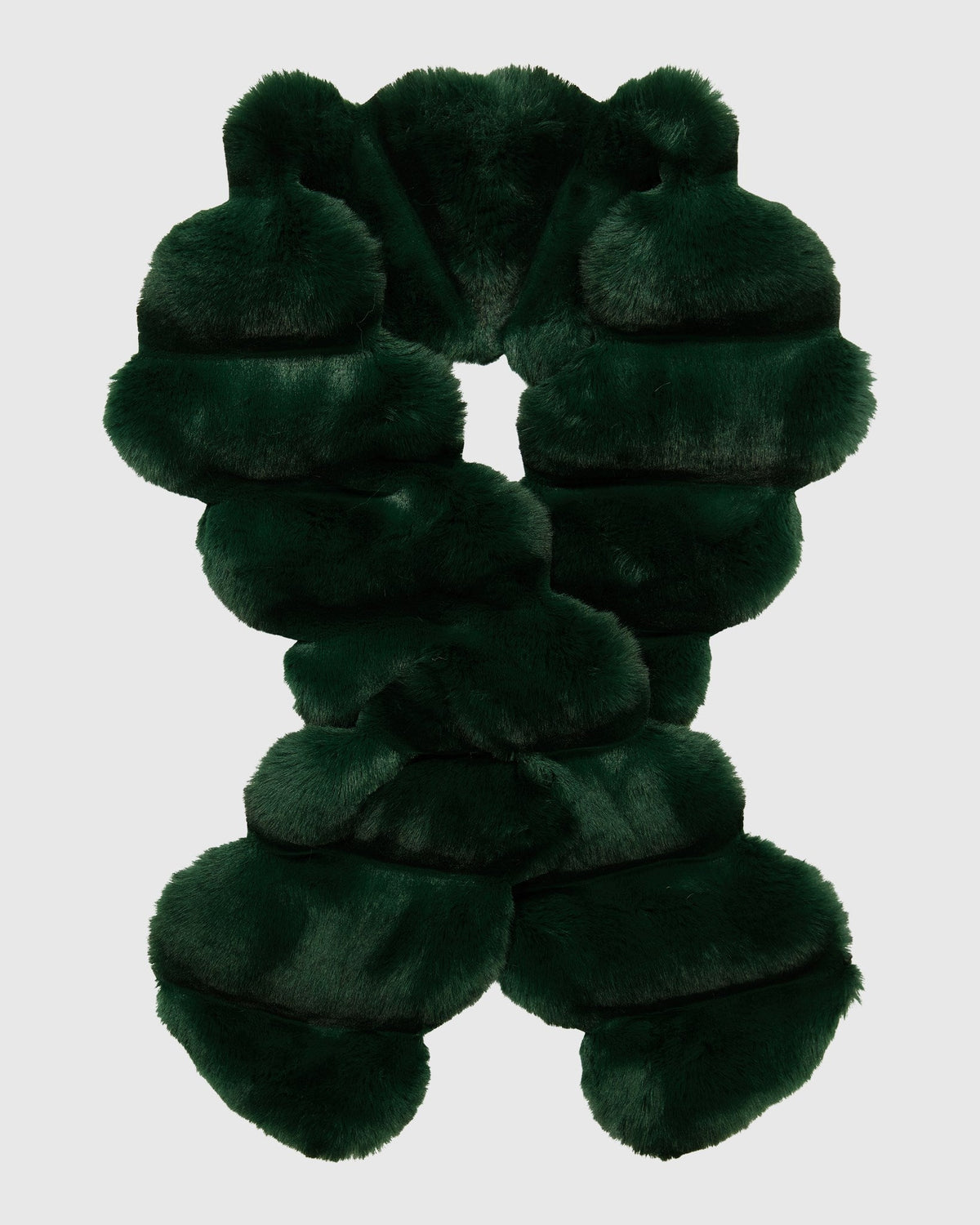 FUR-FREE CHINCHILLA (FAUX FUR) PULL THROUGH SCARF - DARK GREEN CHINCH