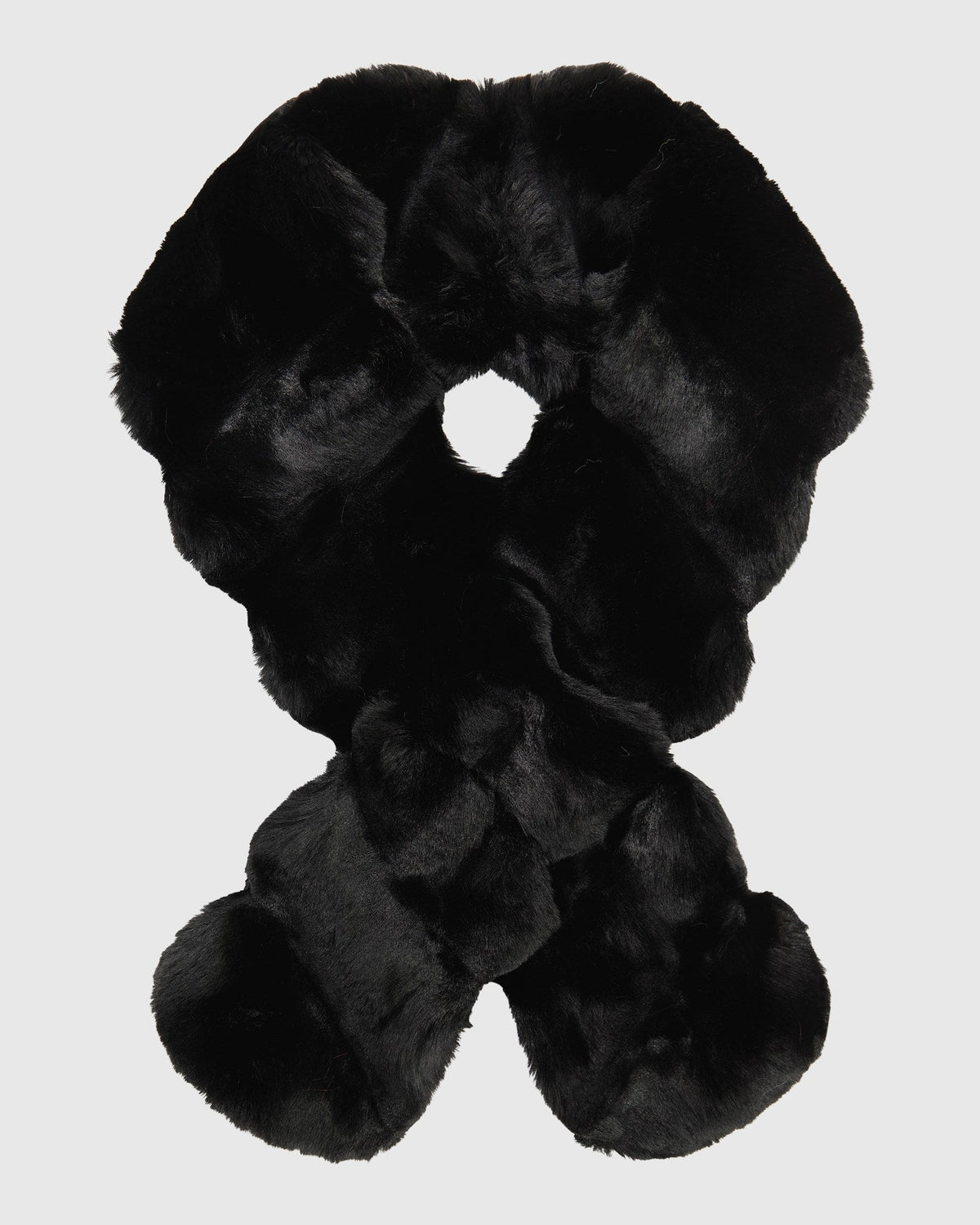 FUR-FREE CHINCHILLA (FAUX FUR) PULL THROUGH SCARF - BLACK CHINCH