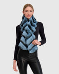 FUR-FREE CHINCHILLA (FAUX FUR) PULL THROUGH SCARF - BLUE CHINCH