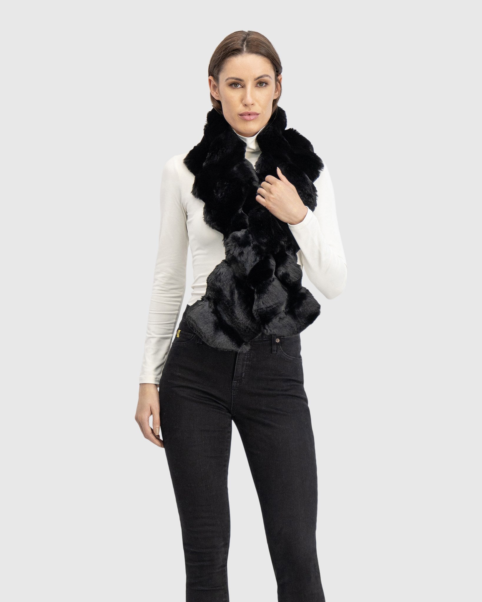 FUR-FREE CHINCHILLA (FAUX FUR) PULL THROUGH SCARF