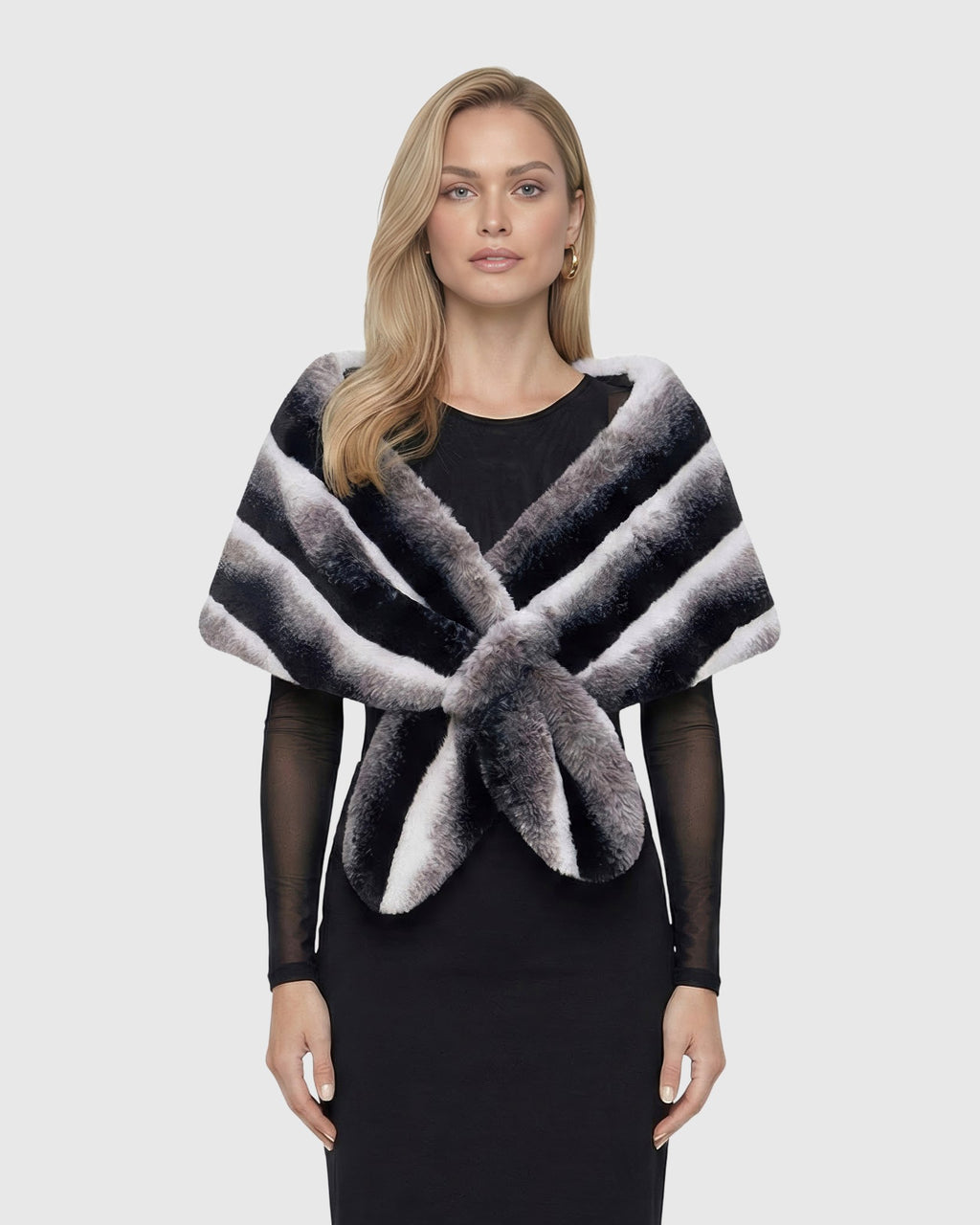 FUR-FREE CHINCHILLA (FAUX FUR) PULL-THROUGH STOLE