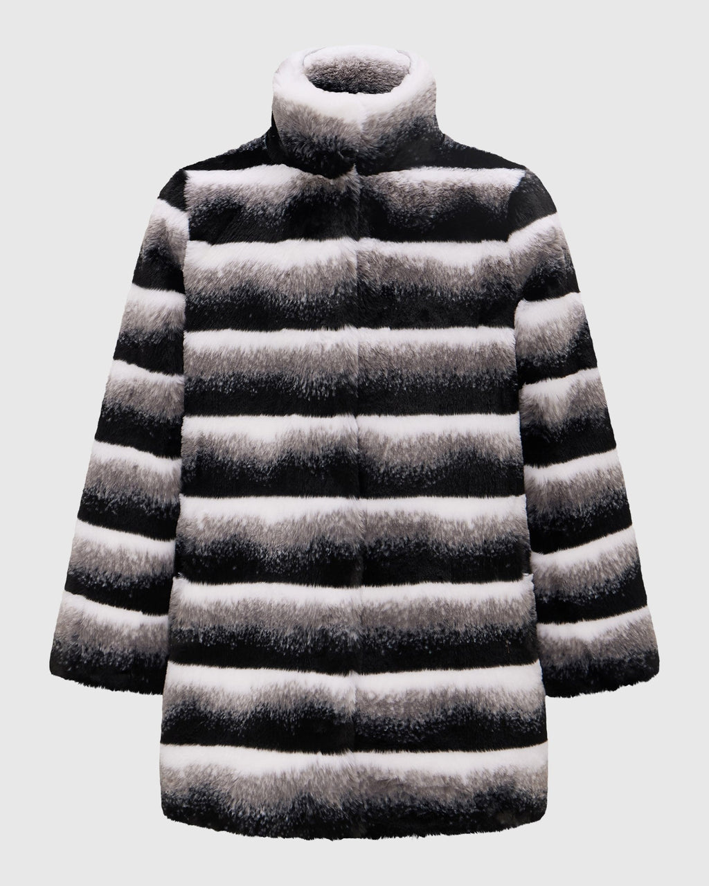 FUR-FREE CHINCHILLA (FAUX FUR) REVERSIBLE JACKET - GRAY CHINCH/BLACK