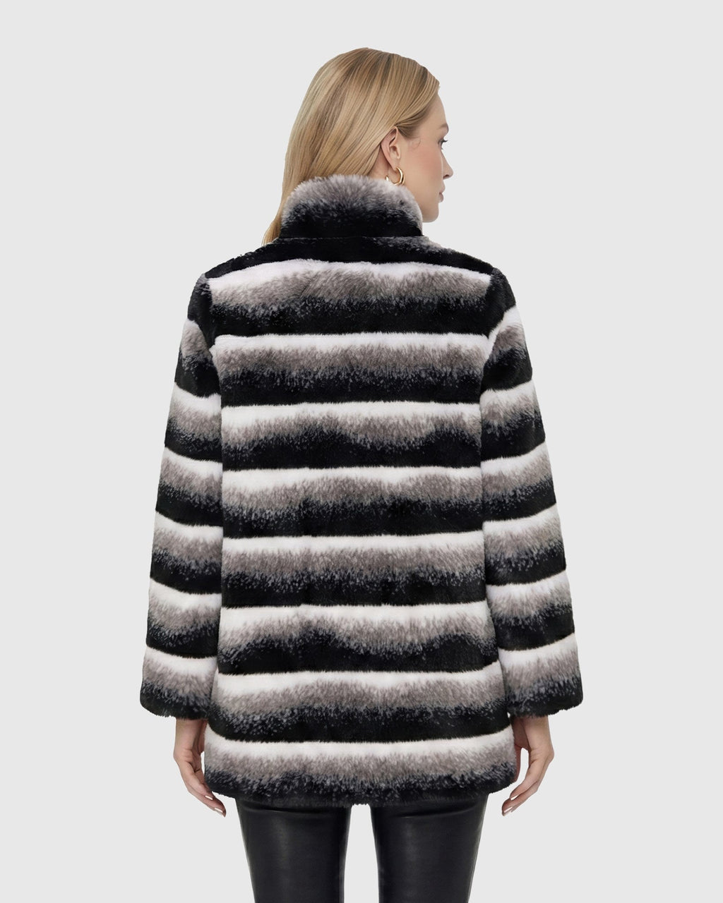 FUR-FREE CHINCHILLA (FAUX FUR) REVERSIBLE JACKET - GRAY CHINCH/BLACK