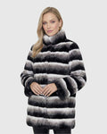 FUR-FREE CHINCHILLA (FAUX FUR) REVERSIBLE JACKET - GRAY CHINCH/BLACK