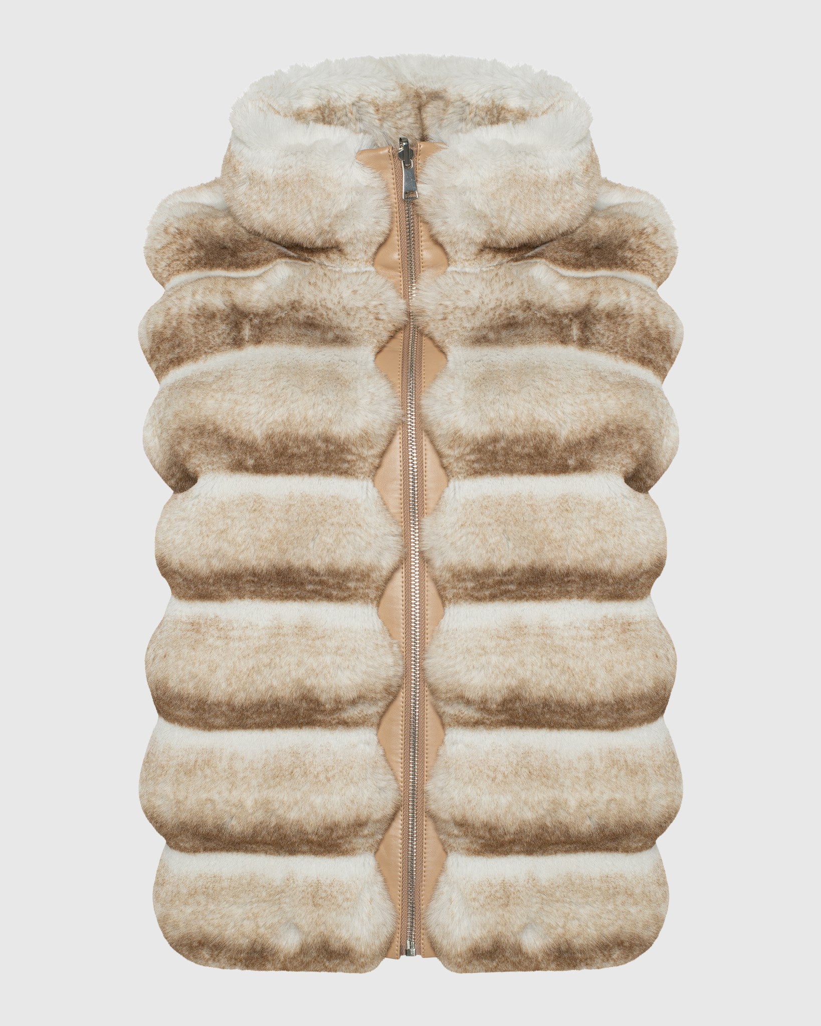 FUR-FREE CHINCHILLA (FAUX FUR) REVERSIBLE VEST WITH KNIT BACK