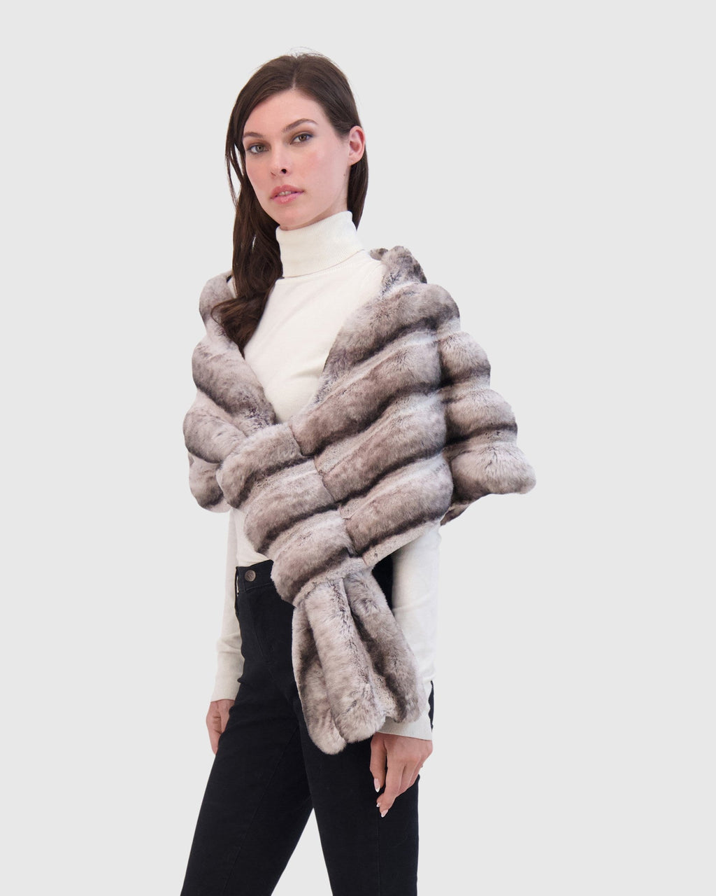FUR-FREE CHINCHILLA (FAUX FUR) STOLE - GRAY CHINCH