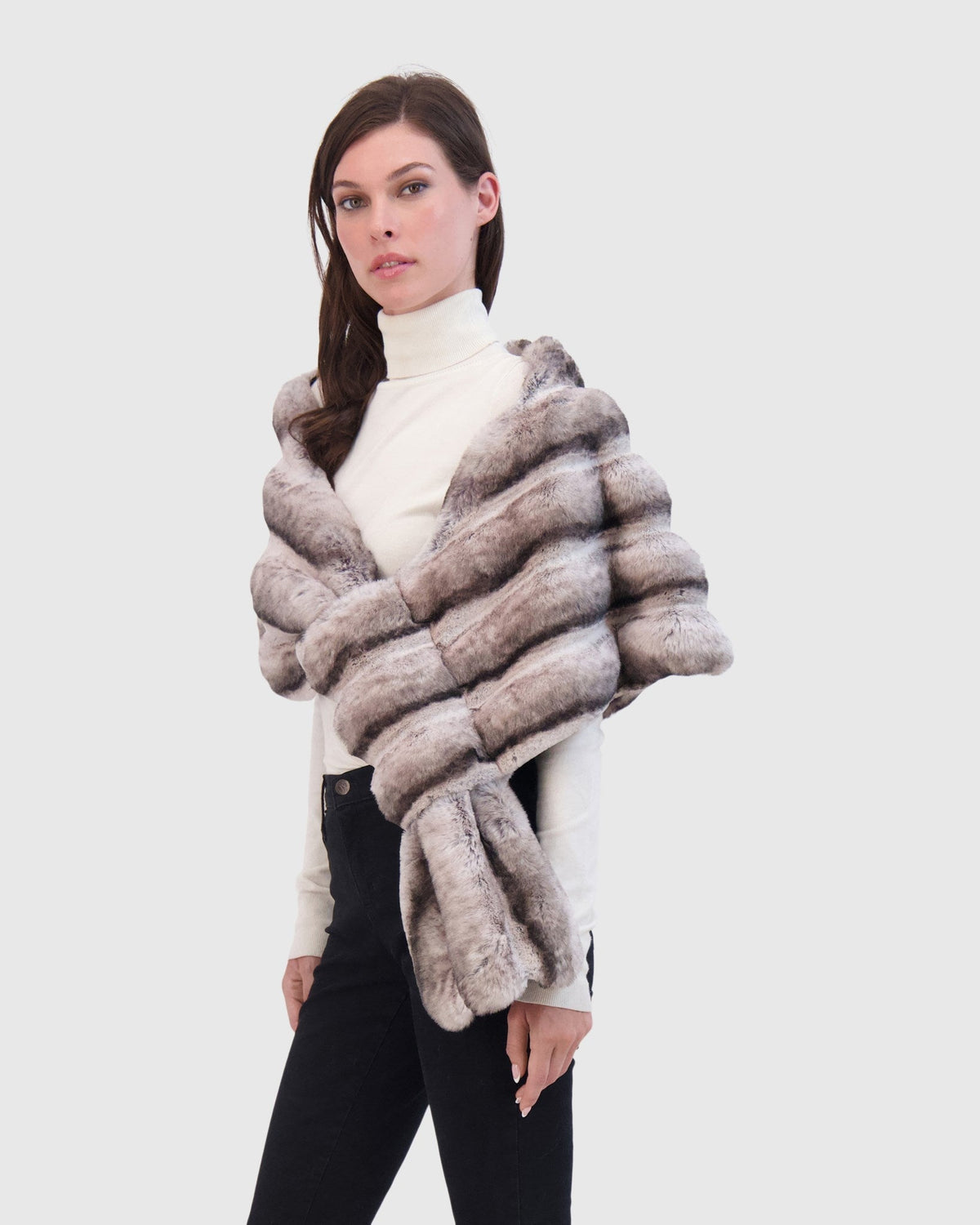 FUR-FREE CHINCHILLA (FAUX FUR) STOLE - GRAY CHINCH
