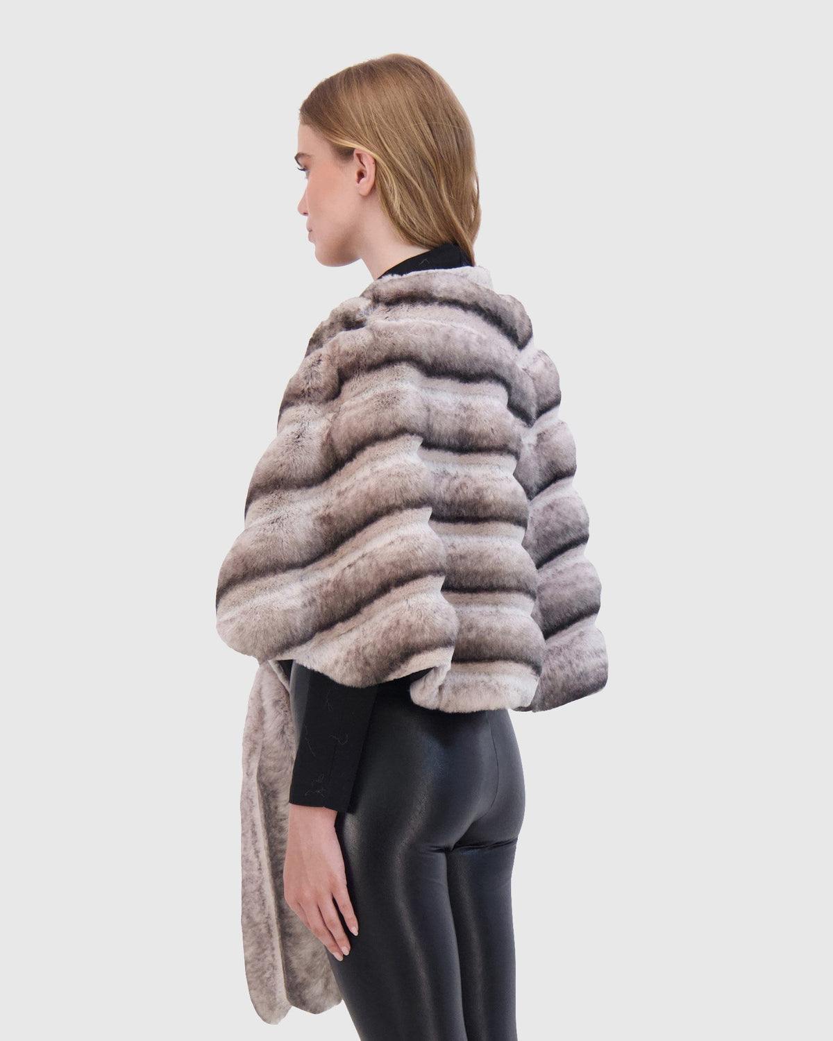 FUR-FREE CHINCHILLA (FAUX FUR) STOLE - GRAY CHINCH