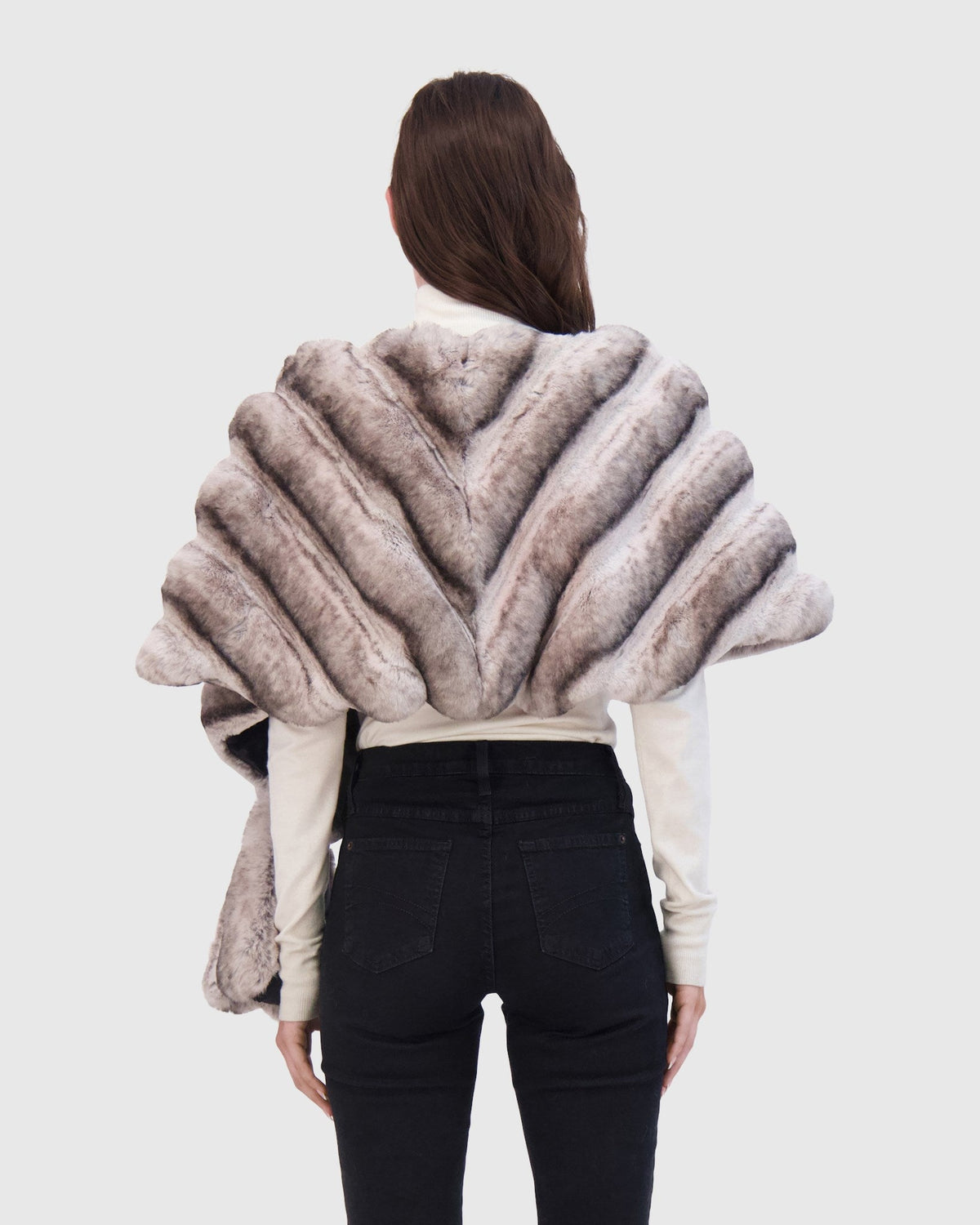 FUR-FREE CHINCHILLA (FAUX FUR) STOLE - GRAY CHINCH