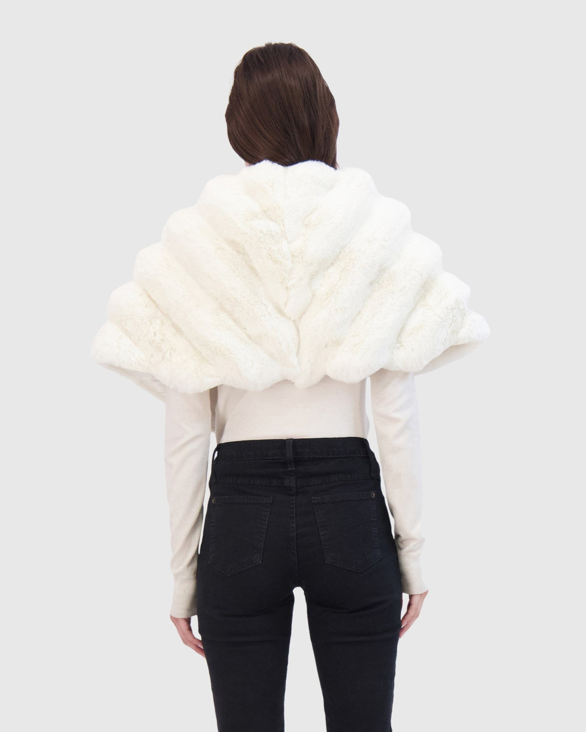FUR-FREE CHINCHILLA (FAUX FUR) STOLE - WHITE CHINCH