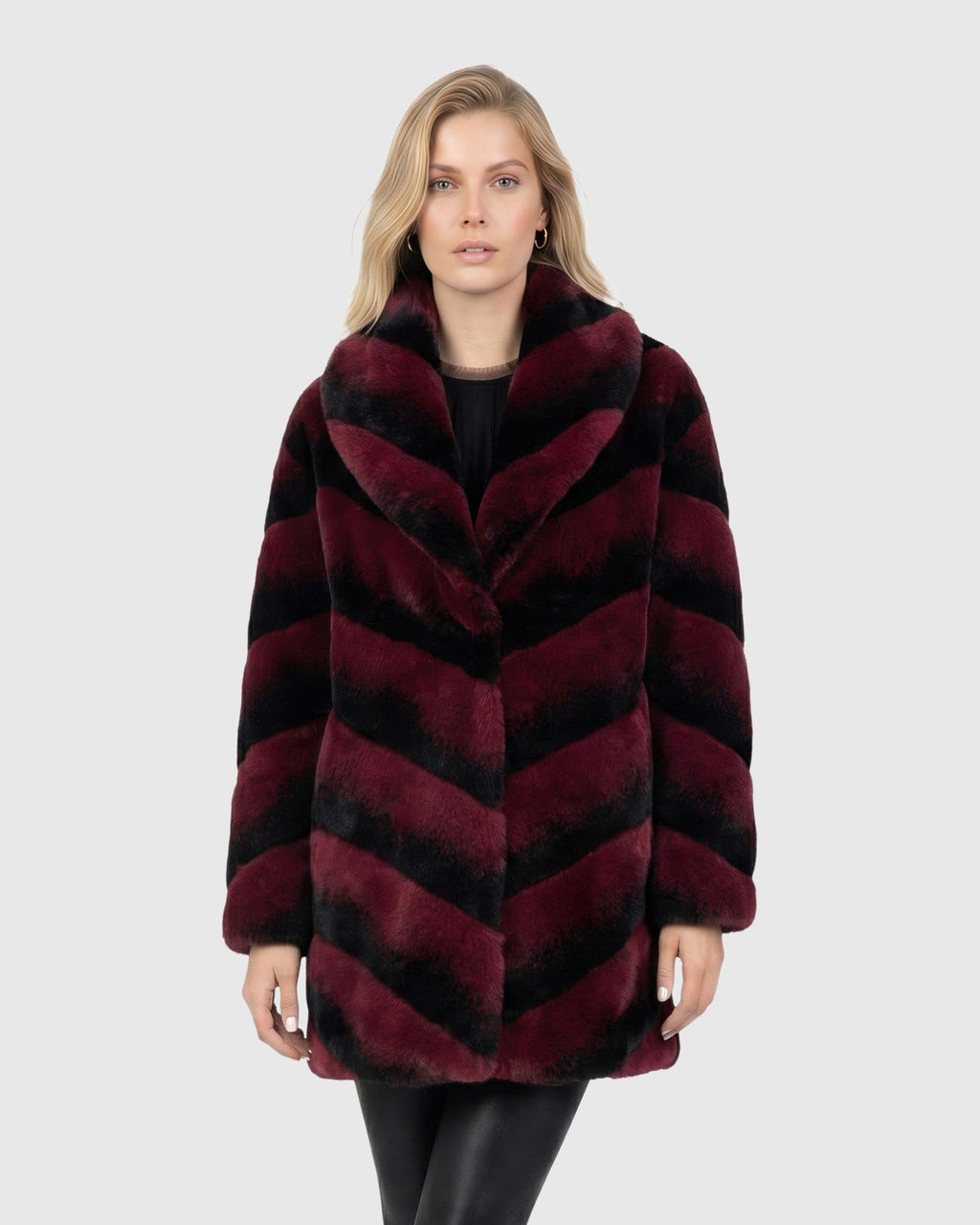 FUR-FREE CHINCHILLA (FAUX FUR) STROLLER - BURGUNDY CHINCH
