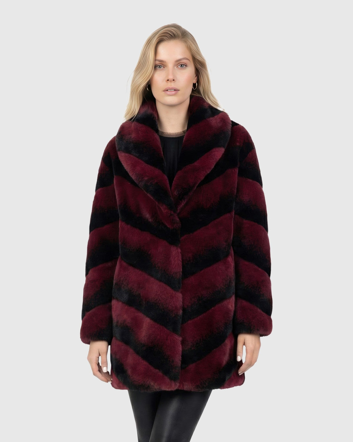 FUR-FREE CHINCHILLA (FAUX FUR) STROLLER - BURGUNDY CHINCH