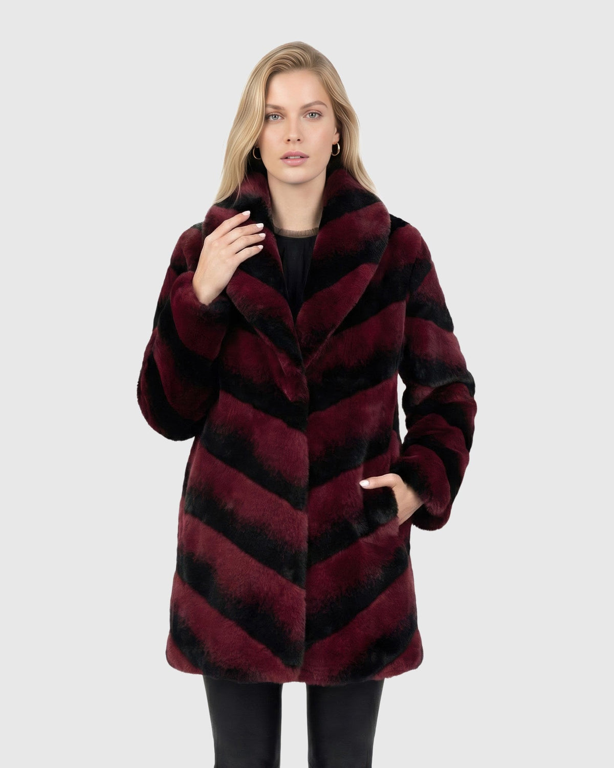 FUR-FREE CHINCHILLA (FAUX FUR) STROLLER - BURGUNDY CHINCH
