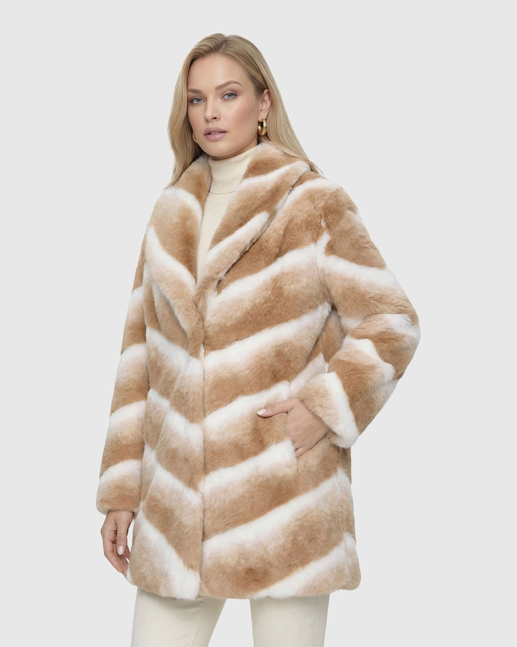 FUR-FREE CHINCHILLA (FAUX FUR) STROLLER - BEIGE CHINCH