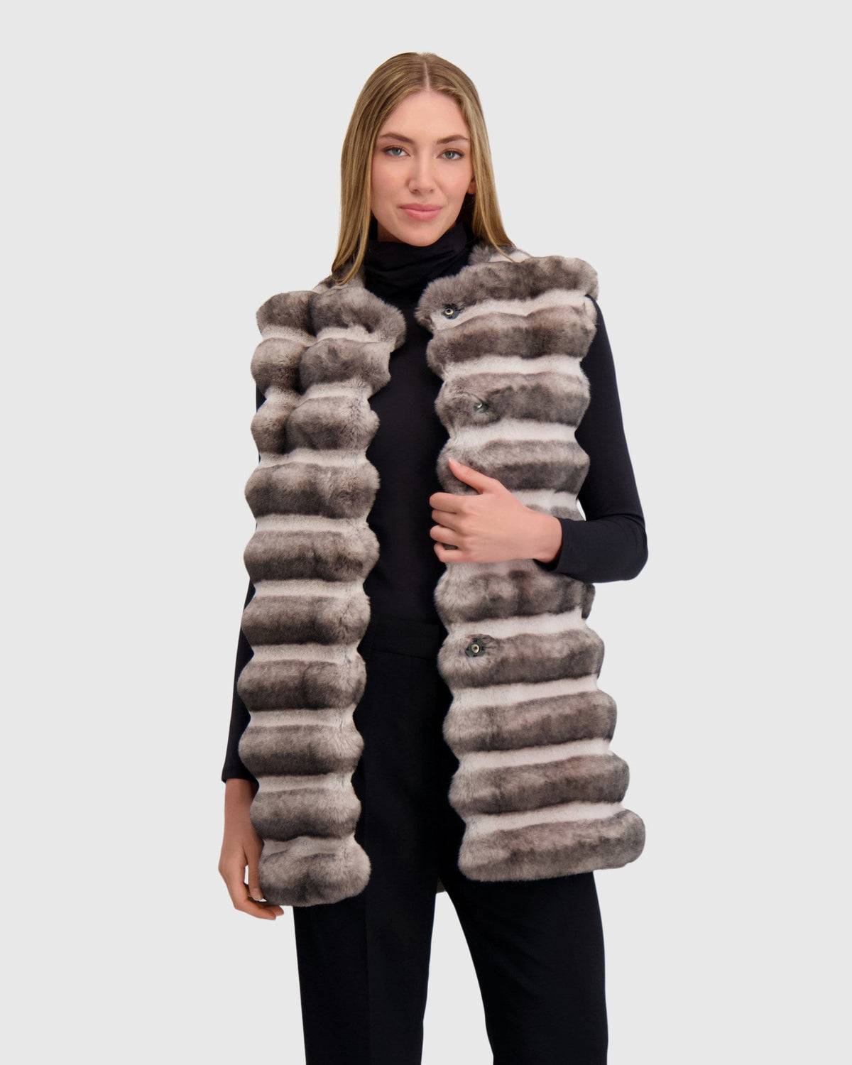 FUR-FREE CHINCHILLA (FAUX FUR) VEST - GRAY CHINCH