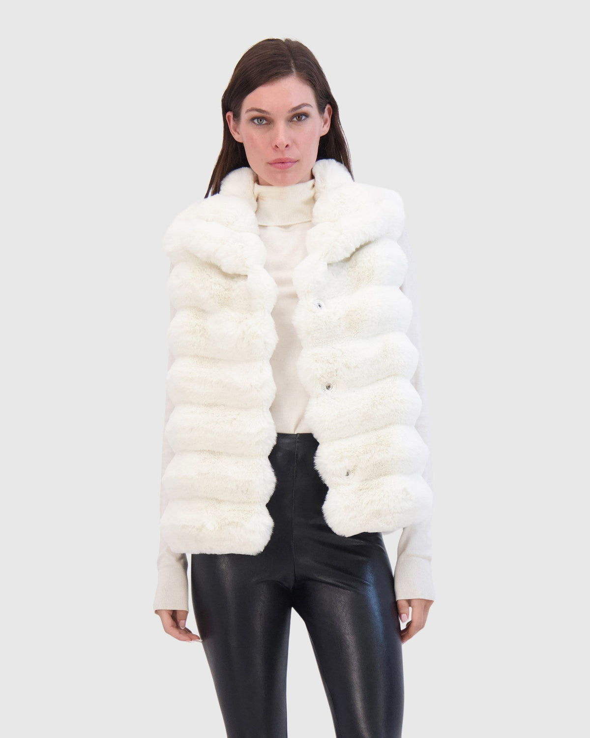 FUR-FREE CHINCHILLA (FAUX FUR) VEST - WHITE CHINCH