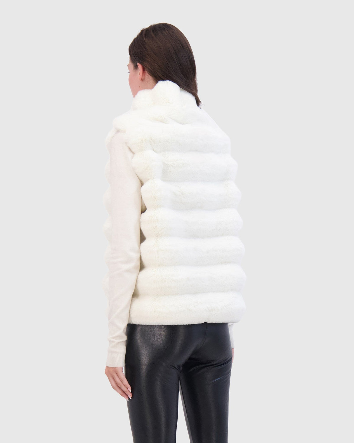 FUR-FREE CHINCHILLA (FAUX FUR) VEST - WHITE CHINCH