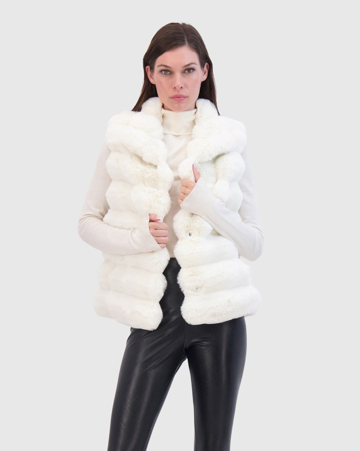FUR-FREE CHINCHILLA (FAUX FUR) VEST - WHITE CHINCH