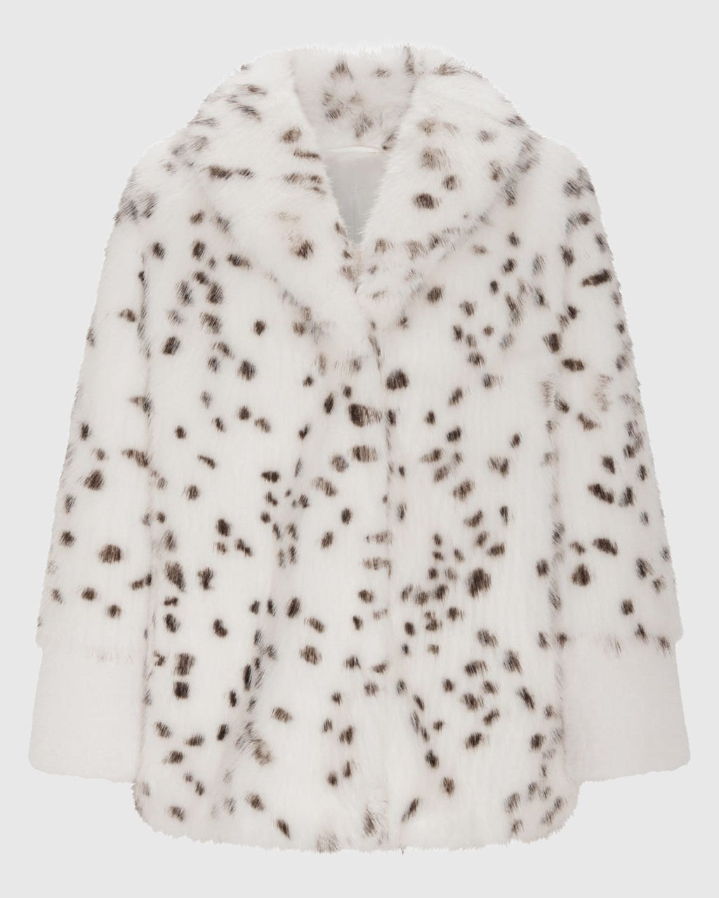 FUR-FREE FOX AND MINK (FAUX FUR) JACKET - WHITE/BLACK SPOTTED