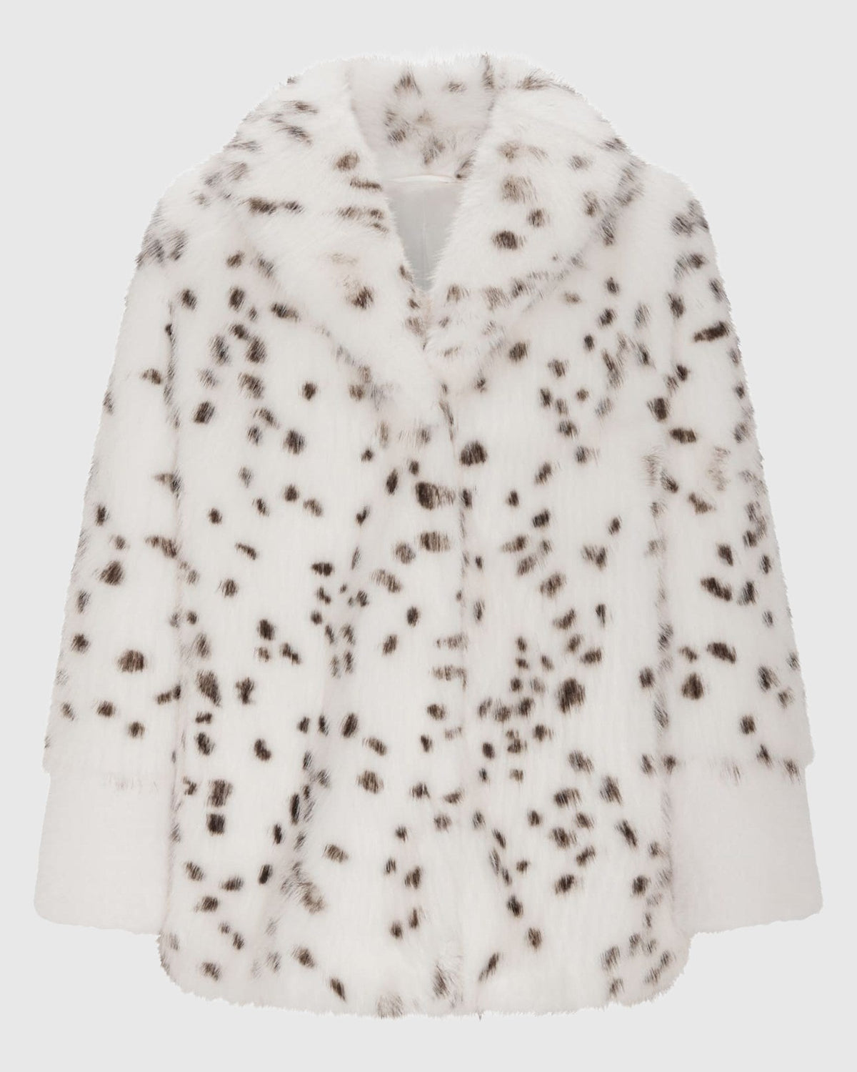 FUR-FREE FOX AND MINK (FAUX FUR) JACKET - WHITE/BLACK SPOTTED